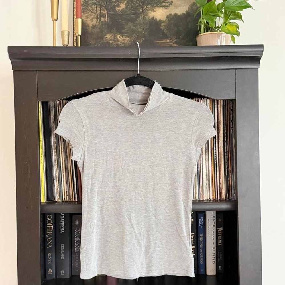 Gray mock neck t-shirt